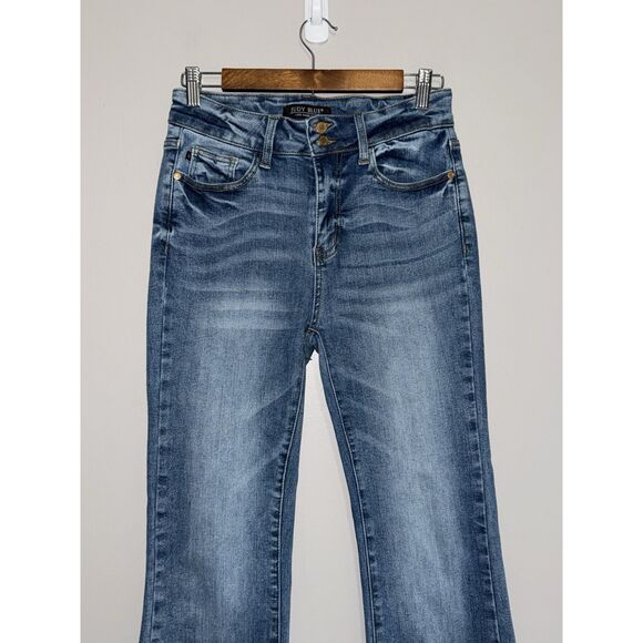 Judy Blue Jeans Bootcut High Rise Fray Hem Stretch Denim Two Button Preppy 5/27 - Picture 6 of 15